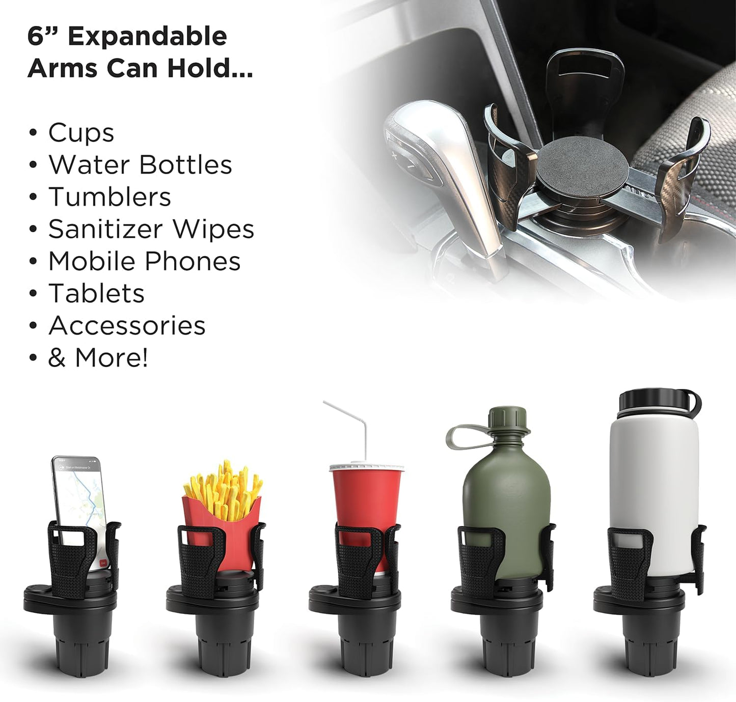 Adjustable Dual Cup Holder & Organizer for Car