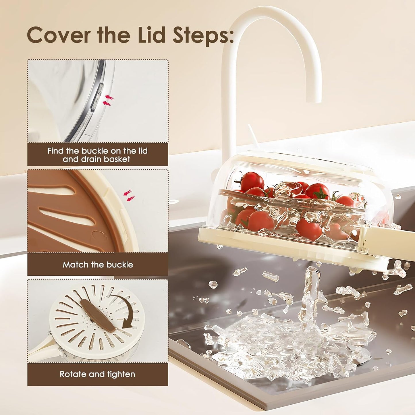 Plastic Foldable Handle Washing Basket with Lid