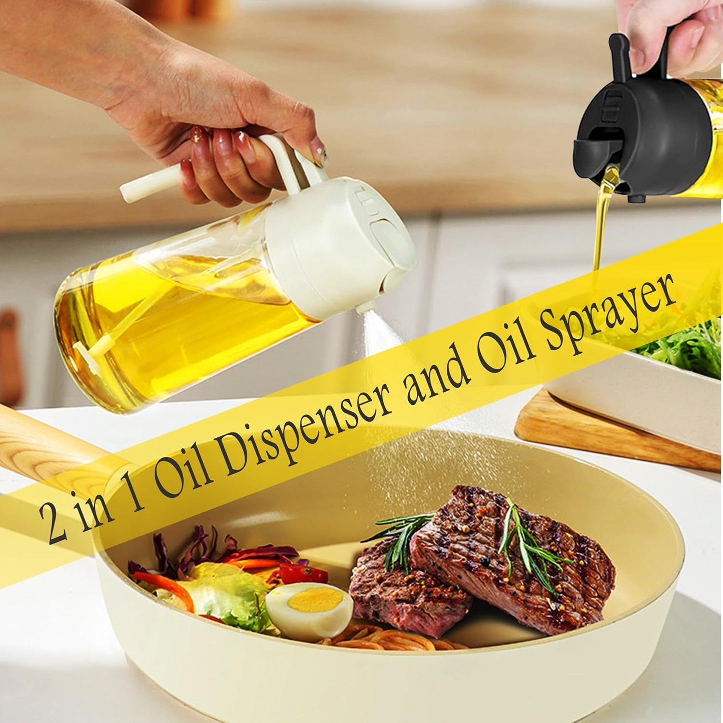 2-in-1 Oil Dispenser & Sprayer Bottle