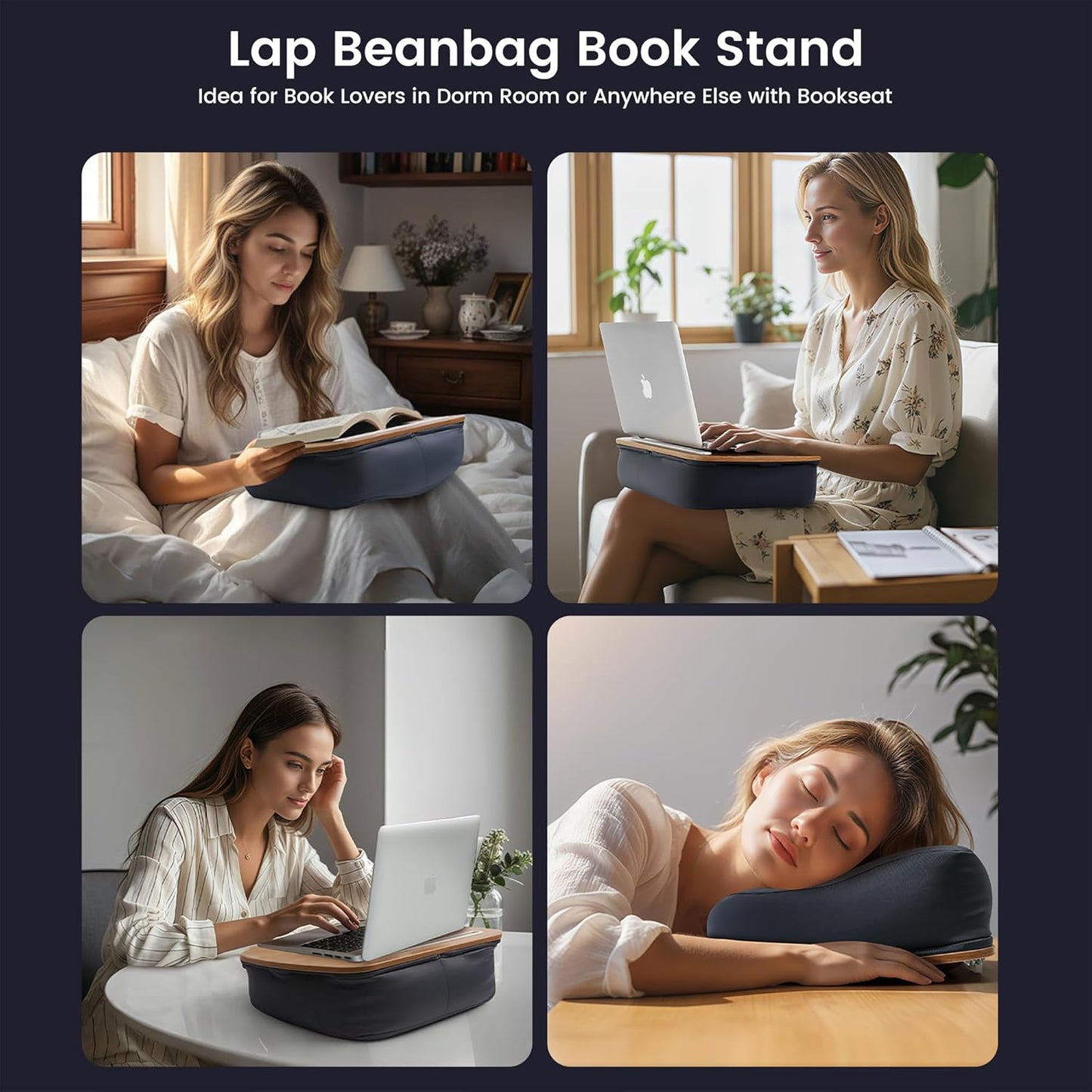 Wooden Lap Desk with Soft Pillow Cushion Bag