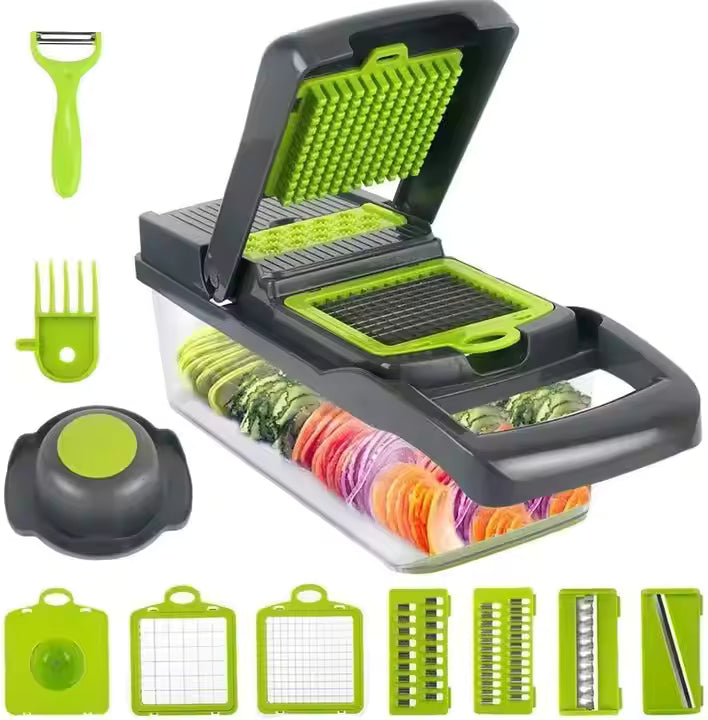 16-in-1 Multifunctional Vegetable Chopper & Slicer with Storage Container