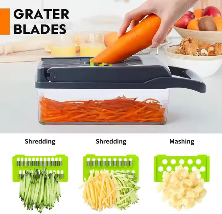 16-in-1 Multifunctional Vegetable Chopper & Slicer with Storage Container