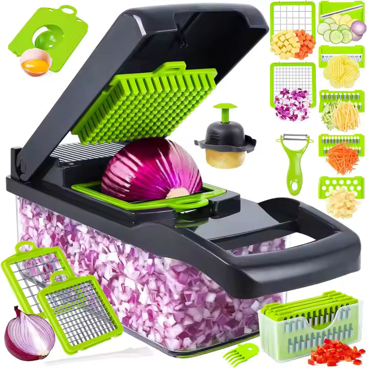 16-in-1 Multifunctional Vegetable Chopper & Slicer with Storage Container