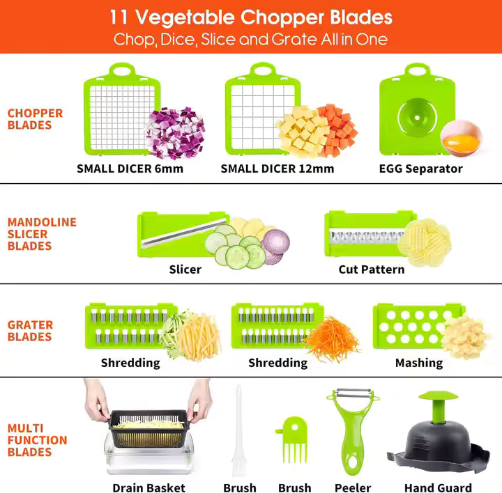 16-in-1 Multifunctional Vegetable Chopper & Slicer with Storage Container