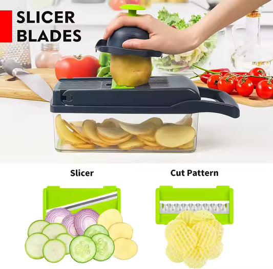 16-in-1 Multifunctional Vegetable Chopper & Slicer with Storage Container